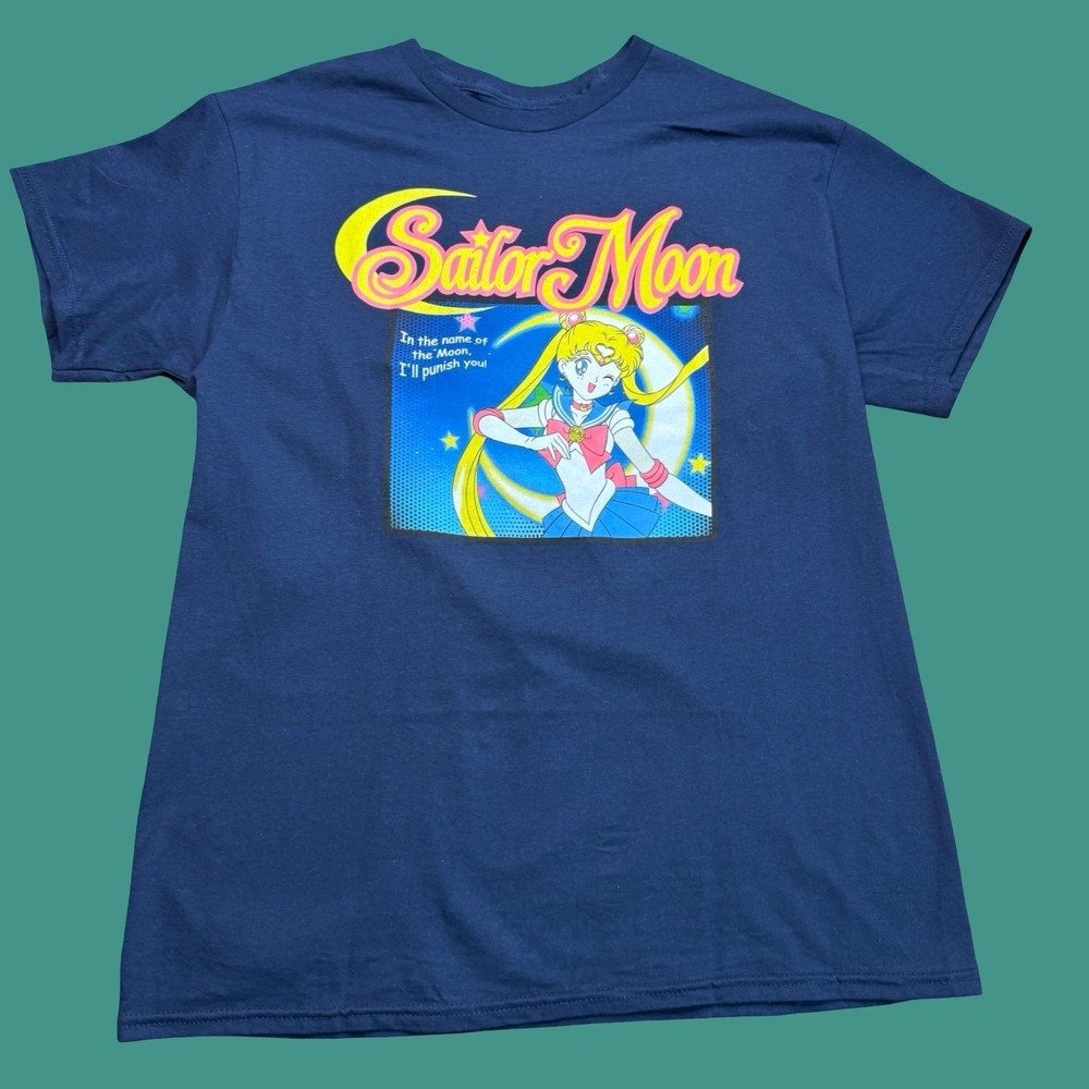 Sailor Moon T Shirt Medium Navy Blue Anime Manga Usagi Graphic Cotton